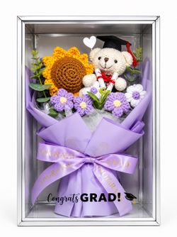 Graduation Crochet Bear Flower Bouquet 🧸🎓🌻