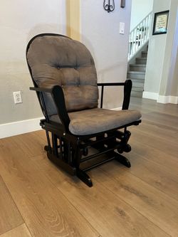 Black Wood and Grey Cushion Glider Rocking Chair- Nursery Rocker