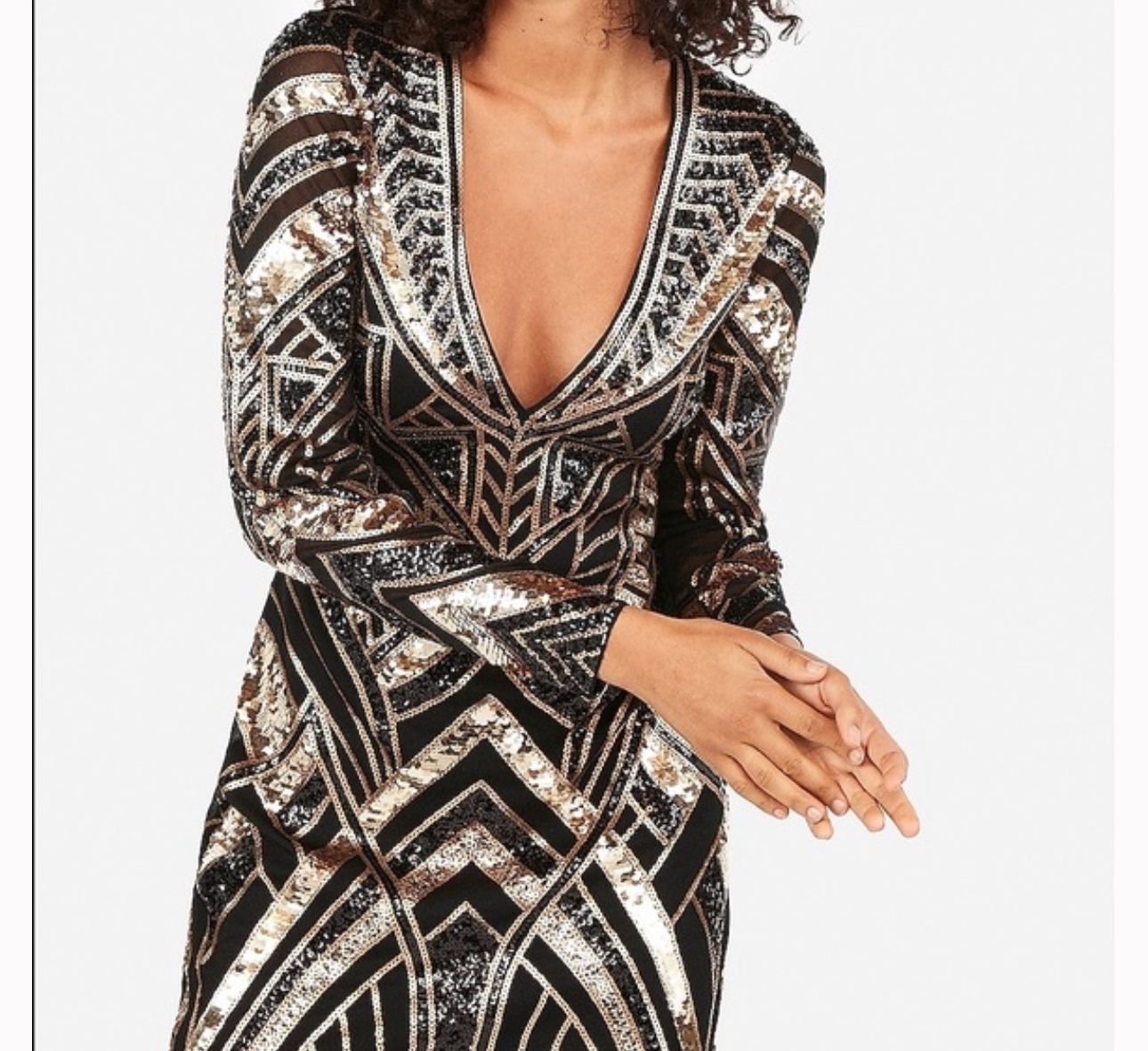 Sequin Long Sleeve Mini Bodycon Dress