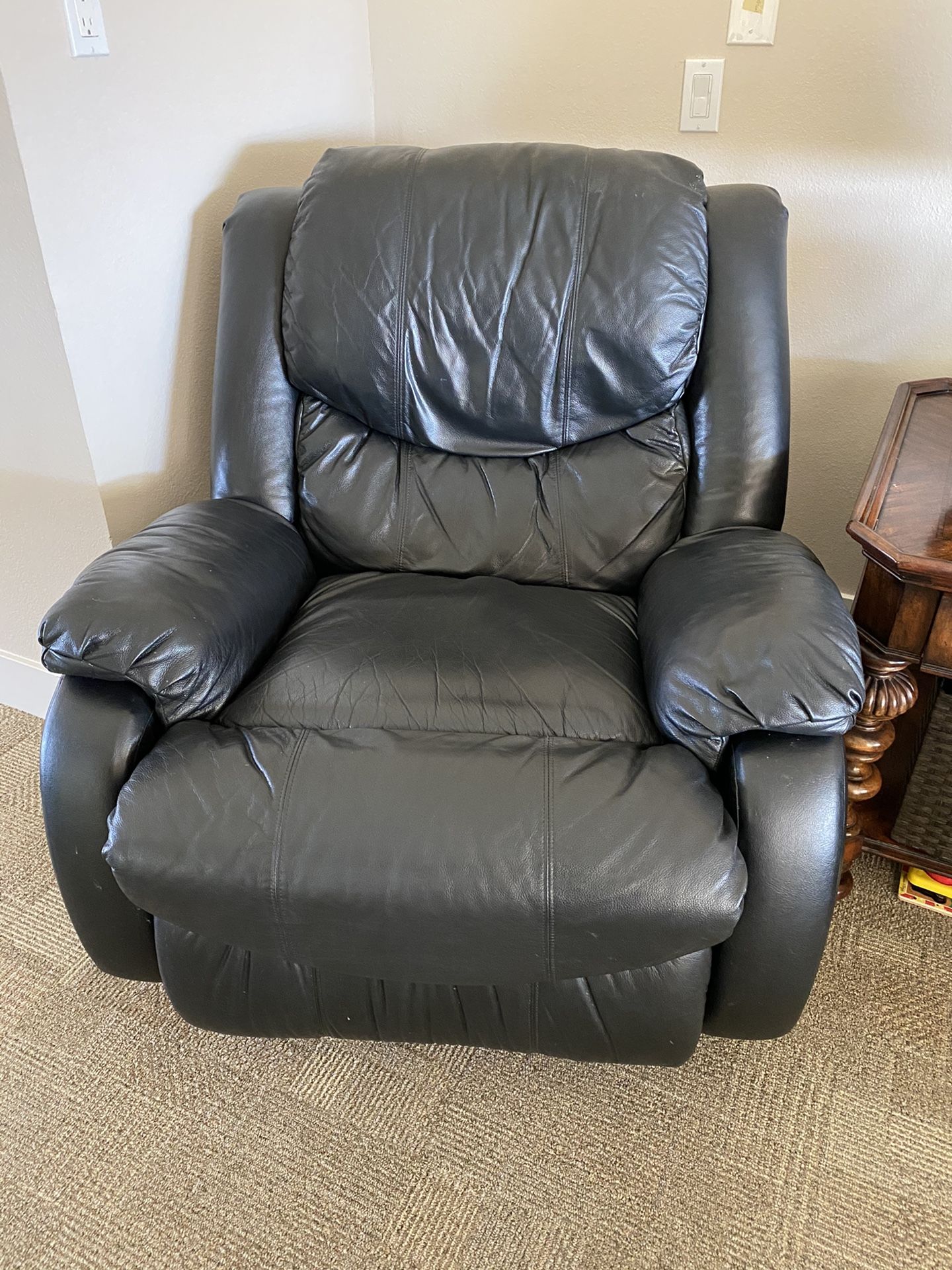 Faux Black Leather Recliner