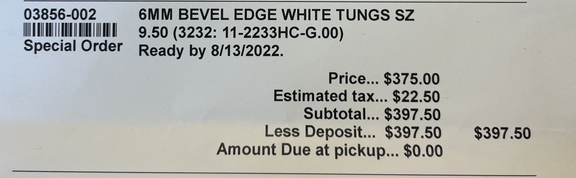6mm White Tungsten band