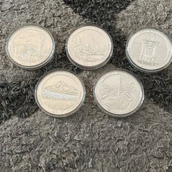 2010 America The Beautiful Five Coin Set 25 Ounces Of Pure Silver 