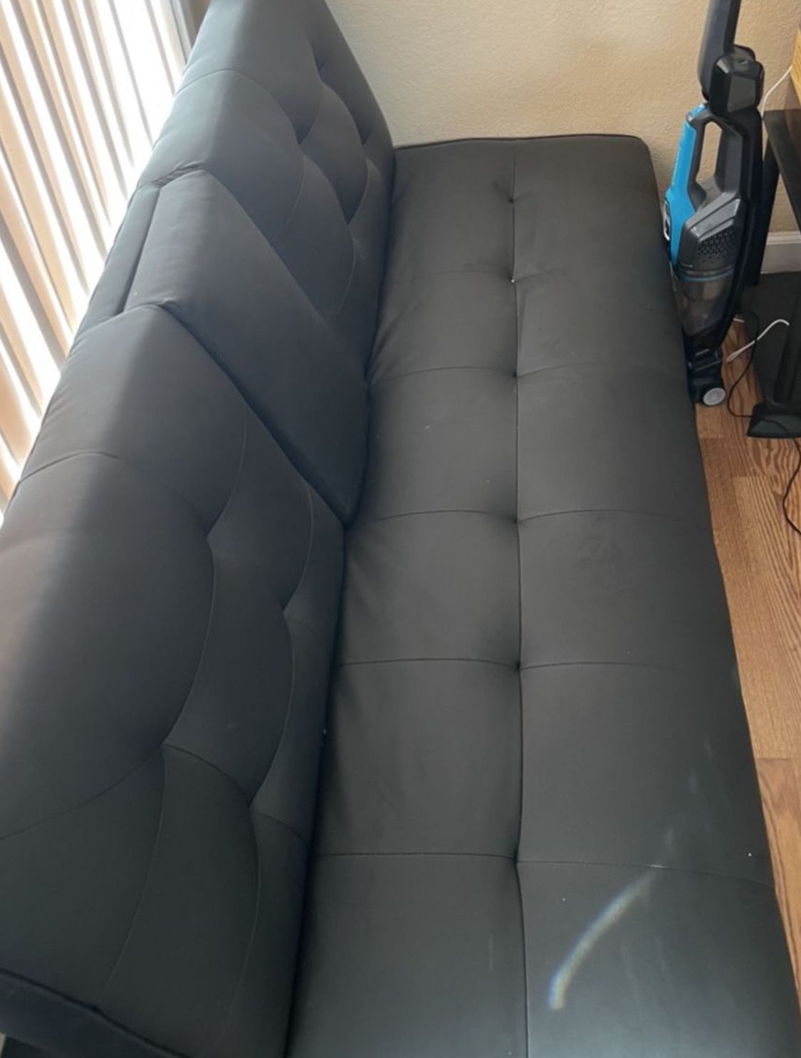 Black Leather Couch / Futon