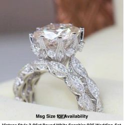 New 3.06 Ct White sapphire Wedding Set 925 Size 8 Beautiful 