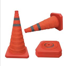 W 4 Pack 28 Inch Collapsible Traffic Safety Cones Lot, Training and Roadside Emergency (2