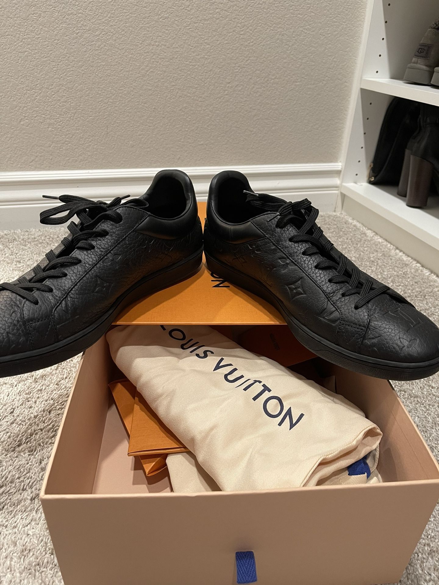 Men’s Navy Louis Vuitton LV Leather Loafers Shoes Blue Checkered! Size 7.5!  Brand New Highest Quality!! for Sale in Las Vegas, NV - OfferUp