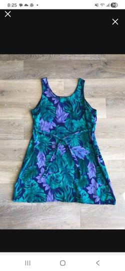 Women Hawaii Blue Floral Flower Plant Leaf Dress