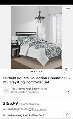 Fairfield Square Collection Greenwich 8- Pc. Gray King Comforter Set