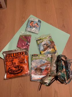 Hollister Pool Float, Swim King Swim Ring, Olympia Arm Rings, and Goggles Bundle