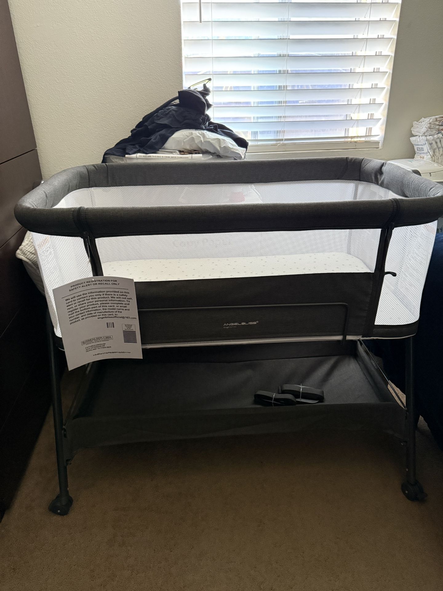ANGELBLISS Baby Bassinet Bedside Crib with Storage Basket...