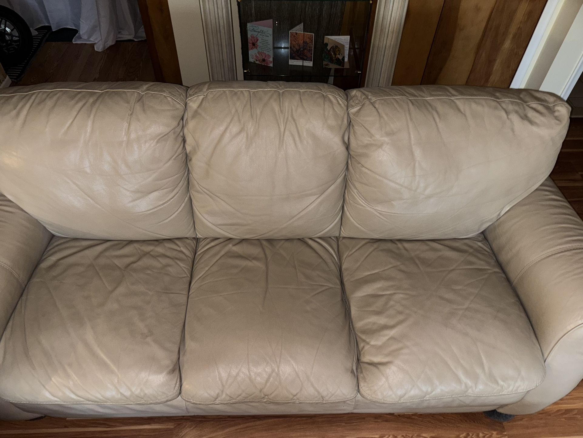 Beige Leather Couch | Price Negotiable