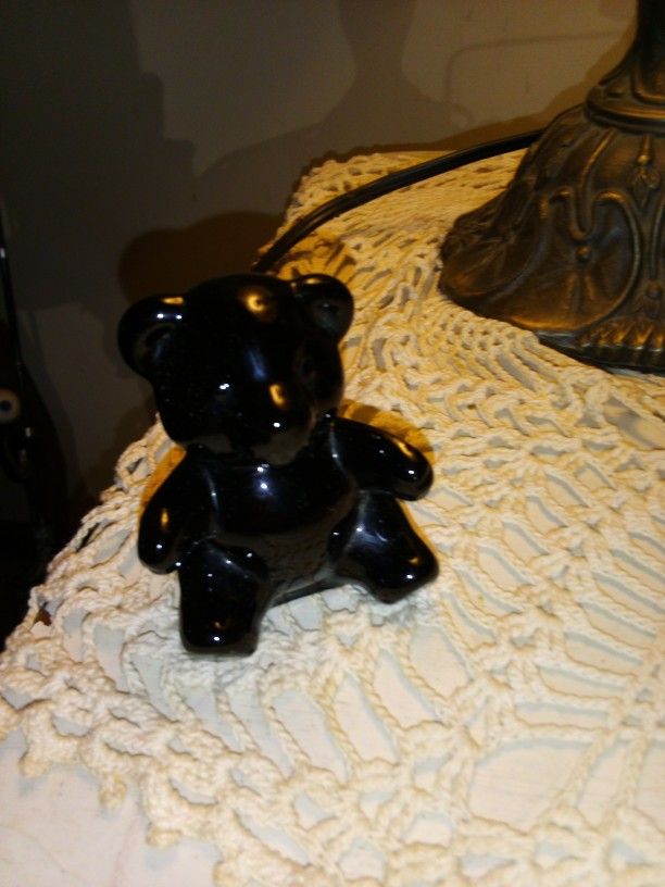 Lead Black Crystal Bear Paperweight