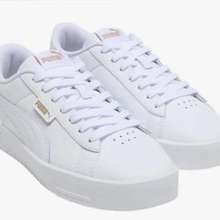 Puma Women's Jada Dboss Logo Sneakers White Gold Sz 11 New