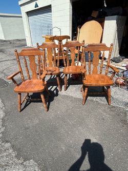 Set of 4 solid wood vintage dining chairs