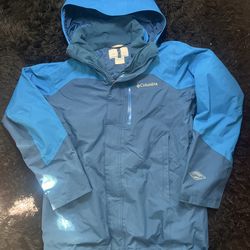 Columbia Waterproof Jacket (Blue Hooded)