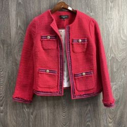 NWT NEW Talbots Designer Petites Red/Navy Blue Blazer Suit Jacket Size - 2P