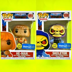 Funko Pop! Television Masters Of The Universe He-Man And Skeletor Vinyl Figure Set GITD Glow In The Dark Walmart Exclusive