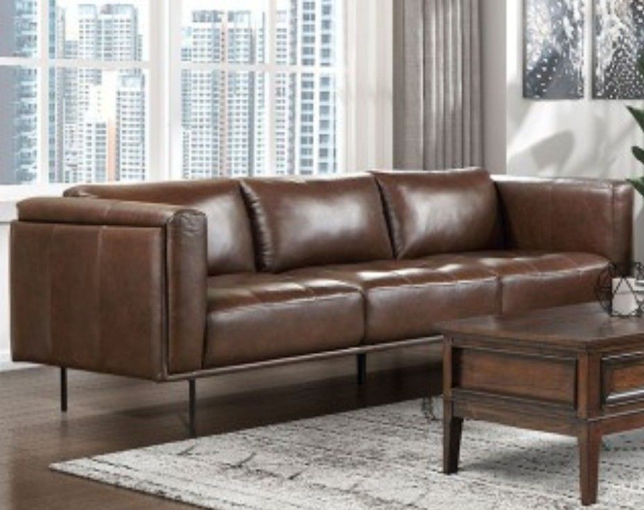 Soren Brown Leather Sofa