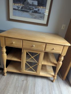 Solid Wood Kitchen Island Prep Table  Butcher Block