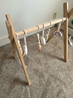 Wooden Baby Play Gym with Hanging Toys