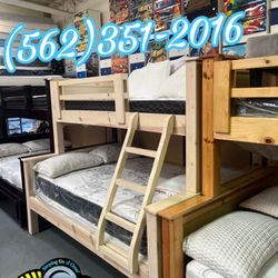 Twin Full Whitewash Litera Bunk Bed With Mattresses Included Nuevo