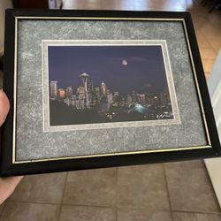 “Seattle & Full Moon at Dusk from Queen Anne Hill” by Chuck Pefley