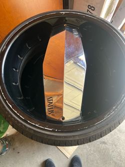 24” 5LUG UNIVERSAL SINGLE BLADE RIMS W/ NEW TIRES