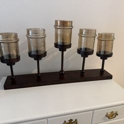 28" Hand Forged Bronze Hurricane Candelabra Candle Holder