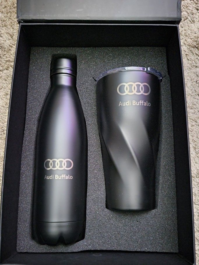 Metal Audi Water Bottle And Coffee Cup
