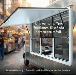 Concession Window 60" Wx 36" H with Awning Door Handlefor Food Truck or Trailer RV Camper, Concession Window Up to 80 Degrees, Easy Installation (60"