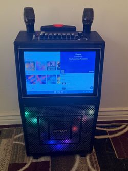 15” Touchscreen Geardon Karaoke Machine – Like New – 2 Wireless Mics