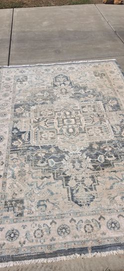Blue and Cream Persian-Style Area Rug