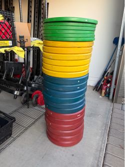 Colored Body solid bumper plate weight set