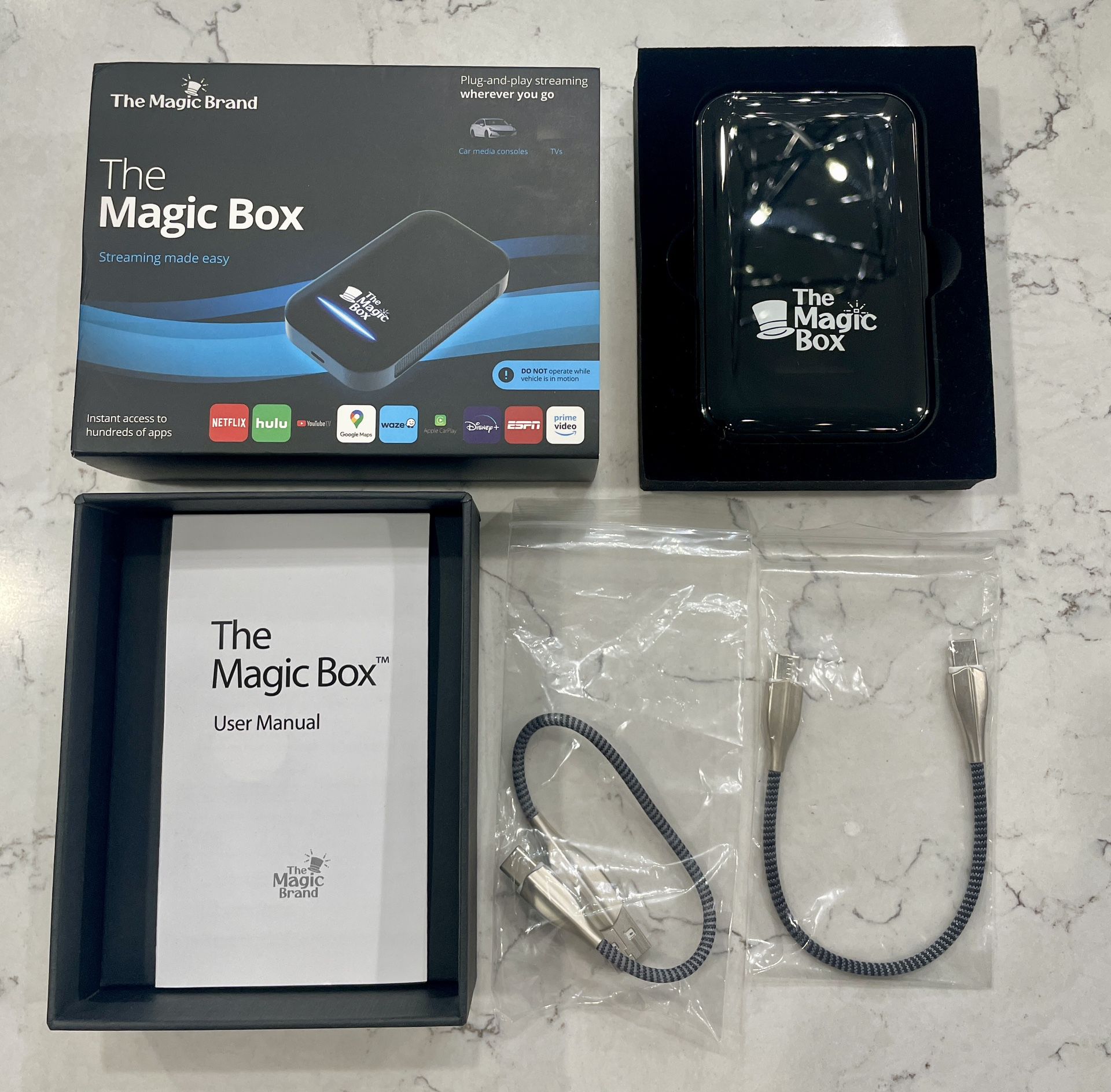 The Magic Box Wireless CarPlay/Android Auto Adapter + Streaming