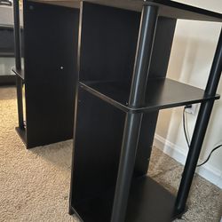 Home Office Wood Desk With Double Sided Shelves 