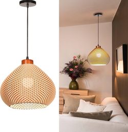 Wabi Sabi Pendant Light Chandelier for Dining Room/Kitchen, Wood Color