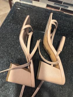 Nude Block Heel Slingback Pumps
