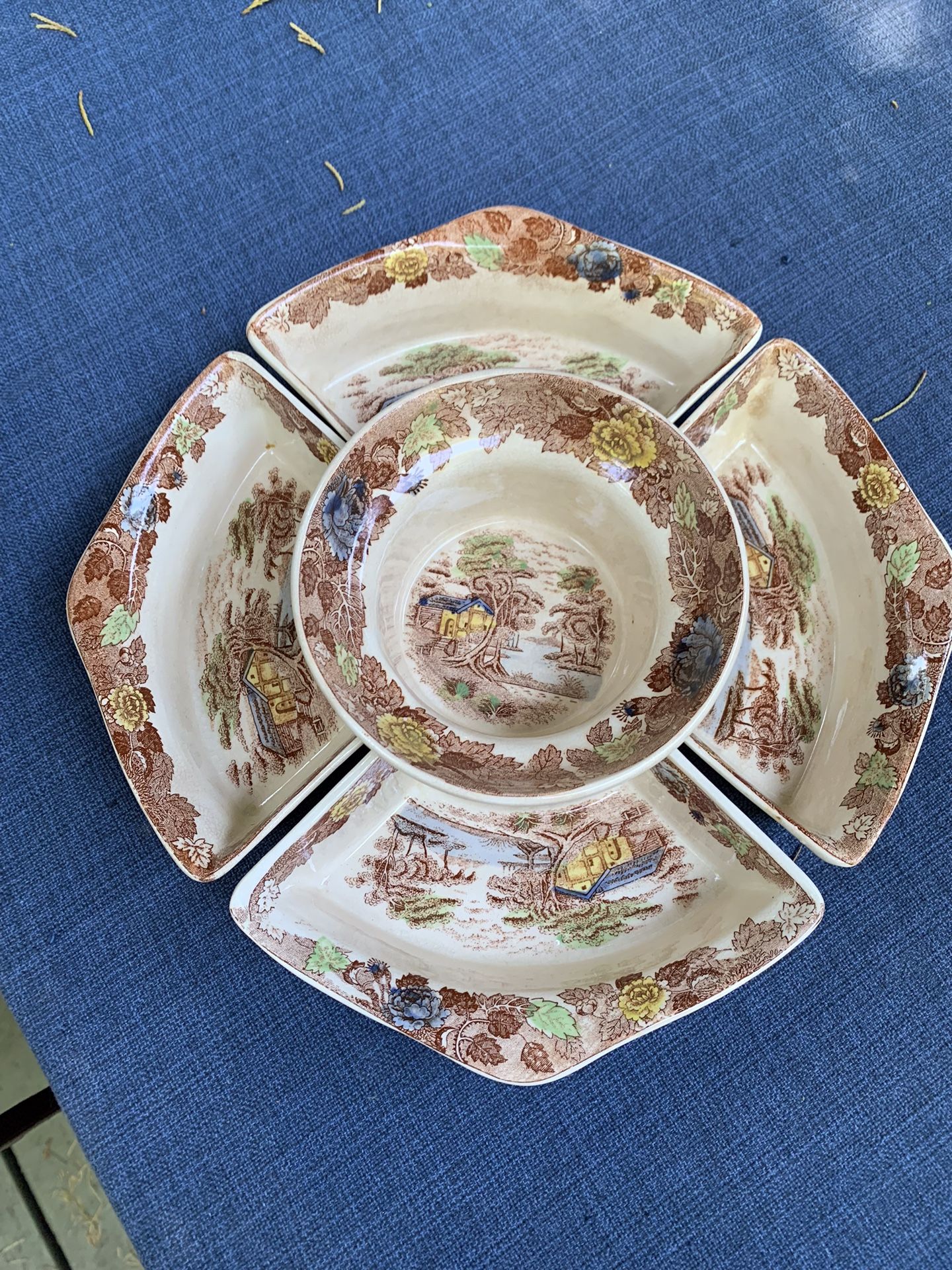 Vintage Nasco Mountain Woodland Design Dish Set