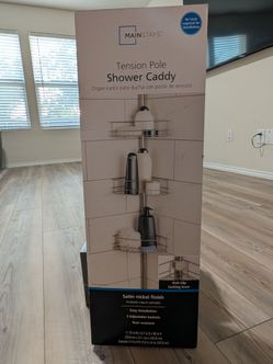 Mainstays Satin Nickel Tension Pole Shower Caddy
