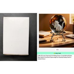New. 3D Cat Crystal Ball with Base