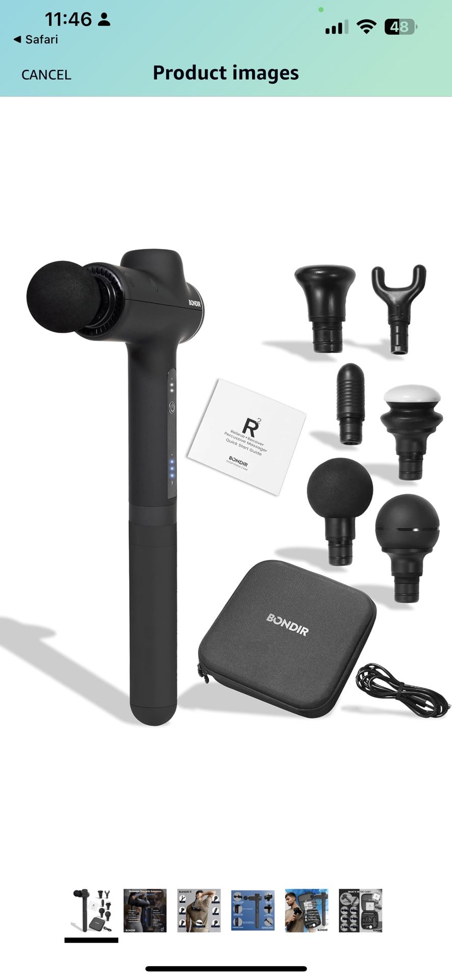 BONDIR R2 Massage Gun - Percussion Deep Tissue Back Massager with Extension Handle