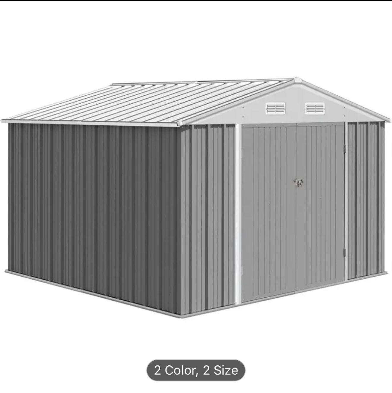 12 x 10 FT Outdoor Storage Shed, Metal Waterproof Outside Sheds Kit with Updated Frame Structure & Lockable Double Door, Waterproof Garden Steel for B