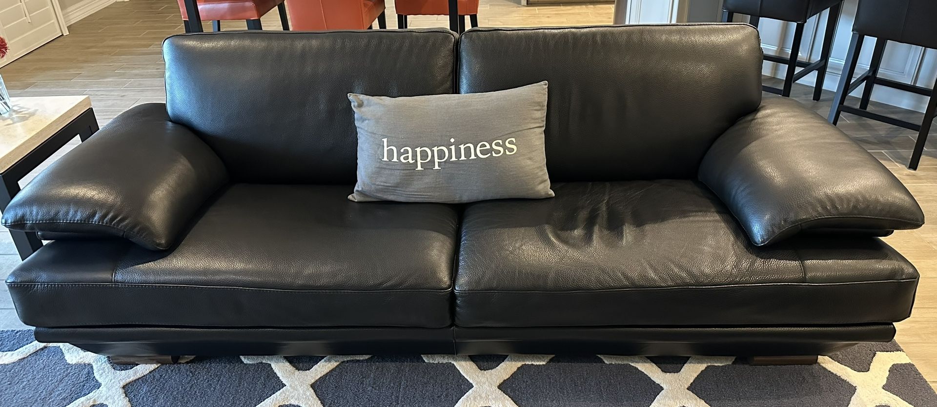 Leather Couch - Natuzzi Italia Plaza Black Leather Sofa