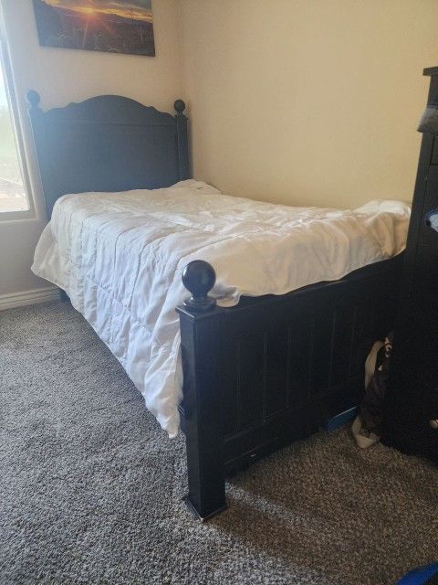 Black Wood Twin Bed Frame And Mattress