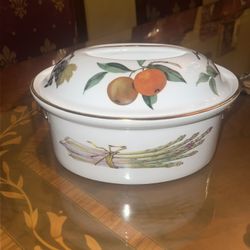 Made In England 4X10 Vintage Royal Worcester Evesham Porcelain Casserole Dish With Lid 1961 