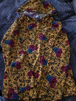 Yellow Graffiti Print Pullover Hoodie