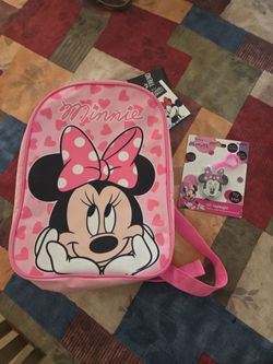 BRAND NEW WITH TAGS DISNEY MINNIE MOUSE BACKPACK & MINNIE LED HANG FLASHLIGHT SEE DESCRIPTION