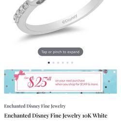 Enchanted Disney Fine Jewelry 10K White Gold 1/4 CTTW Snow White Promise Ring