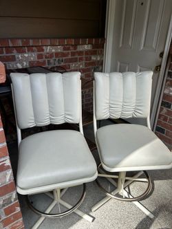 Ivory leather  barstool  turns