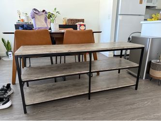 Modern Industrial TV Stand / Media Console / Shelf– Gray Wood & Black Metal